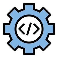 API Icon Software Integration in Flat Line Color Style. vector