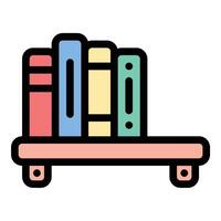 Book Shelf Icon Organized Library in Flat Line Color Style vector
