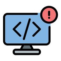 Code Error Icon Debugging and Issue Detection in Flat Line Color Style. vector