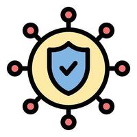 Security System Icon Protection and Surveillance in Flat Line Color Style. vector