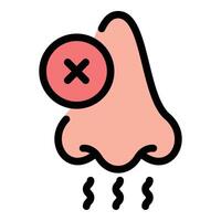 Loss of Sense of Smell Icon Olfactory Impairment in Flat Line Color Style. vector