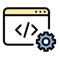 Web Development Icon Website Design and Coding in Flat Line Color Style. vector
