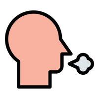 Difficulty Breathing Icon Respiratory Distress in Flat Line Color Style. vector