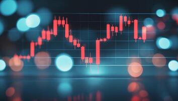 Stock market chart displays fluctuating prices with vibrant colors highlighting trading activity in a digital environment photo