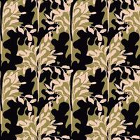 Seamless pattern with abstract stylized leaves and branches on a natural green background. Endless botanical ornament for wallpaper, fabric and other materials. vector