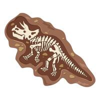 Triceratops fossil in rock illustration vector