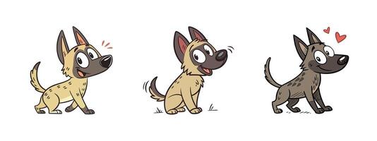 Set of different cute dogs in cartoon style vector