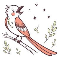 A bird standing on branch in cartoon style vector