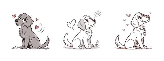 Set of cute dog with different expressions vector