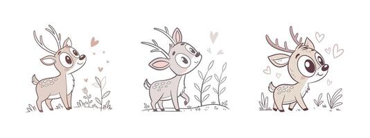 Cute deer cartoon mascot vector