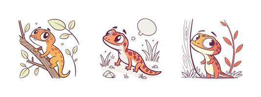 Set of cute animal with different expressions vector