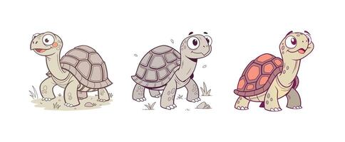 Flat turtle collection vector