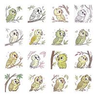 Set of cute bird with different expressions vector