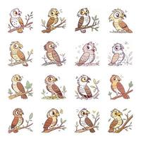 Flat exotic bird collection vector