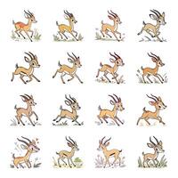 Set of cute deer with different expressions vector