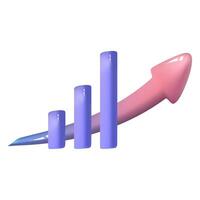 3d illustration render full color graph chart. icon illustration vector