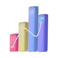 3d illustration render full colour graph chart. icon illustration vector