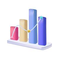 3d illustration render full color graphic charts. icon illustration. vector