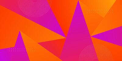 Abstract triangle 3D background. Pink and orange gradient triangle overlap pattern. Modern design for banner. vector