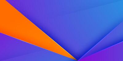 Abstract overlap triangle 3D background. Colorful orange shapes on blue and purple gradient background. vector