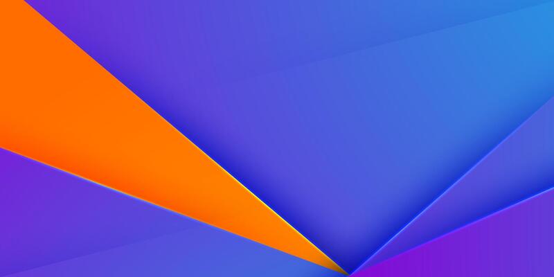 Abstract overlap triangle 3D background. Colorful orange shapes on blue and purple gradient background.