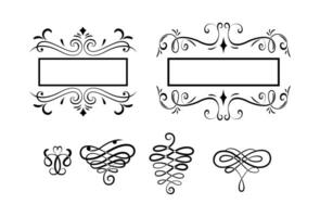 Collection of calligraphic ornaments on white background vector