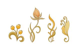 Hand drawn art nouveau frame and borders ornament collection on white background vector