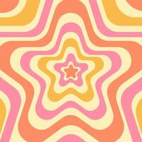 Groovy hippie 70s star backgrounds. Waves, swirl, twirl pattern. Twisted and distorted texture in trendy retro psychedelic style. Y2k aesthetic. vector