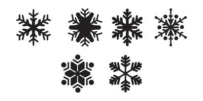 Black snowflake icon set line. Snowflakes collection. And White Background , Childish style. Flat design. Isolated. vector