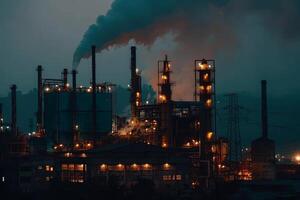 A factory with smoke coming out of the chimneys photo