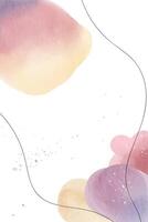 Hand drawn abstract background. Watercolor template with place for text. Modern frame with watercolor stains vector