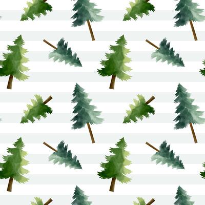 Seamless pattern with watercolor pine. Watercolor woodland. Hand drawn forest backgrounds.