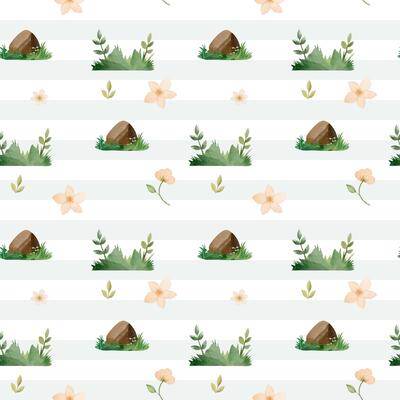 Seamless pattern with watercolor flowers and plants. Watercolor fairy woodland. Hand drawn meadow background.