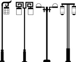A collection of elegant garden lamp illustrations featuring various styles and designs. vector
