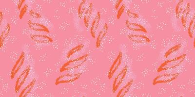 Abstract sketch organic shapes and spots, dots, drops seamless pattern on a pink background. hand drawn brush strokes unique forms print. Contemporary minimalist ornament. vector
