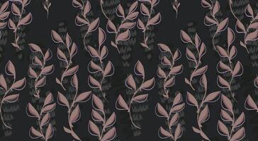 Abstract organic botanicals shapes seamless pattern. Unique florals forms and shape print on a dark background. hand drawn sketch. Collage contemporary ornament. vector