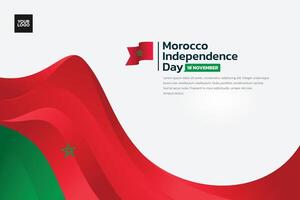 morocco independence day background with wave flag vector