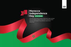 Morocco independence day background with red and green ribbon vector
