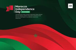 Morocco independence day background with wave design vector