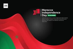 Morocco independence day background with wave and text vector