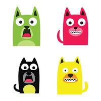 Set of Colorful Funny Naughty Dog Puppy Pet Animal Cartoon Character with Happy Shock Expression vector