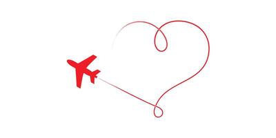 A heart-shaped path for a plane. vector