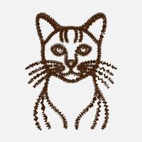 a cat is drawn in brown on a white background vector
