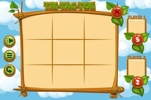Empty interface Tic-Tac-Toe Game UI for your 2D game design. Board logic game UI. strategy game noughts and crosses, vector