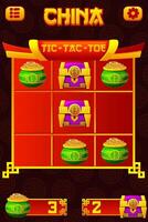 TIC TAC TOE UI in Chinese themed. Chinese icons- Treasure chest and pot of coins. Board logic game for your game development UI. strategy game noughts and crosses vector
