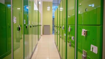 Lockers in a school hall photo