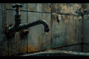 A rusty sink with a faucet photo