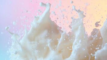 A splash of milk is seen in the foreground photo