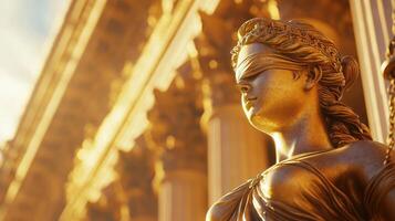 A statue of lady justice holding a sword photo