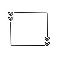 square frame with hearts icon over white background, line style, illustration vector